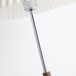 Noora Pleated Table Lamp with Walnut Wood Accent and Chrome Stem