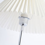 Noora Pleated Table Lamp with Walnut Wood Accent and Chrome Stem
