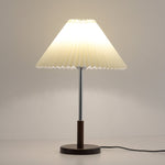 Noora Pleated Table Lamp with Walnut Wood Accent and Chrome Stem
