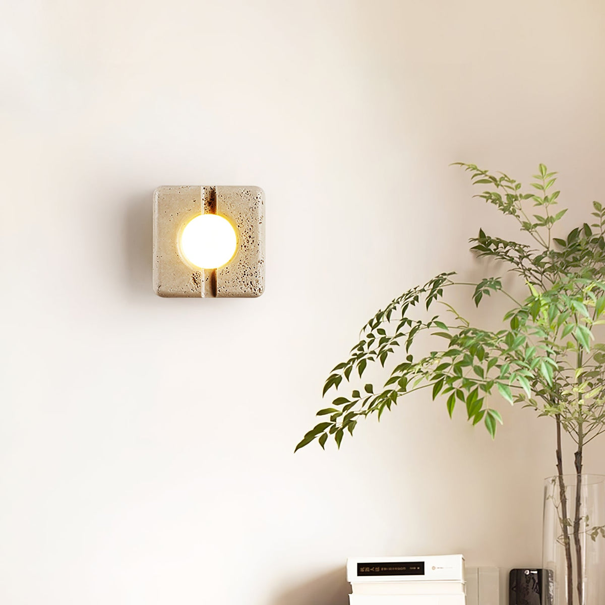 Nora Travertine Wall Sconce – Sculptural LED Wall Light in Natural Stone