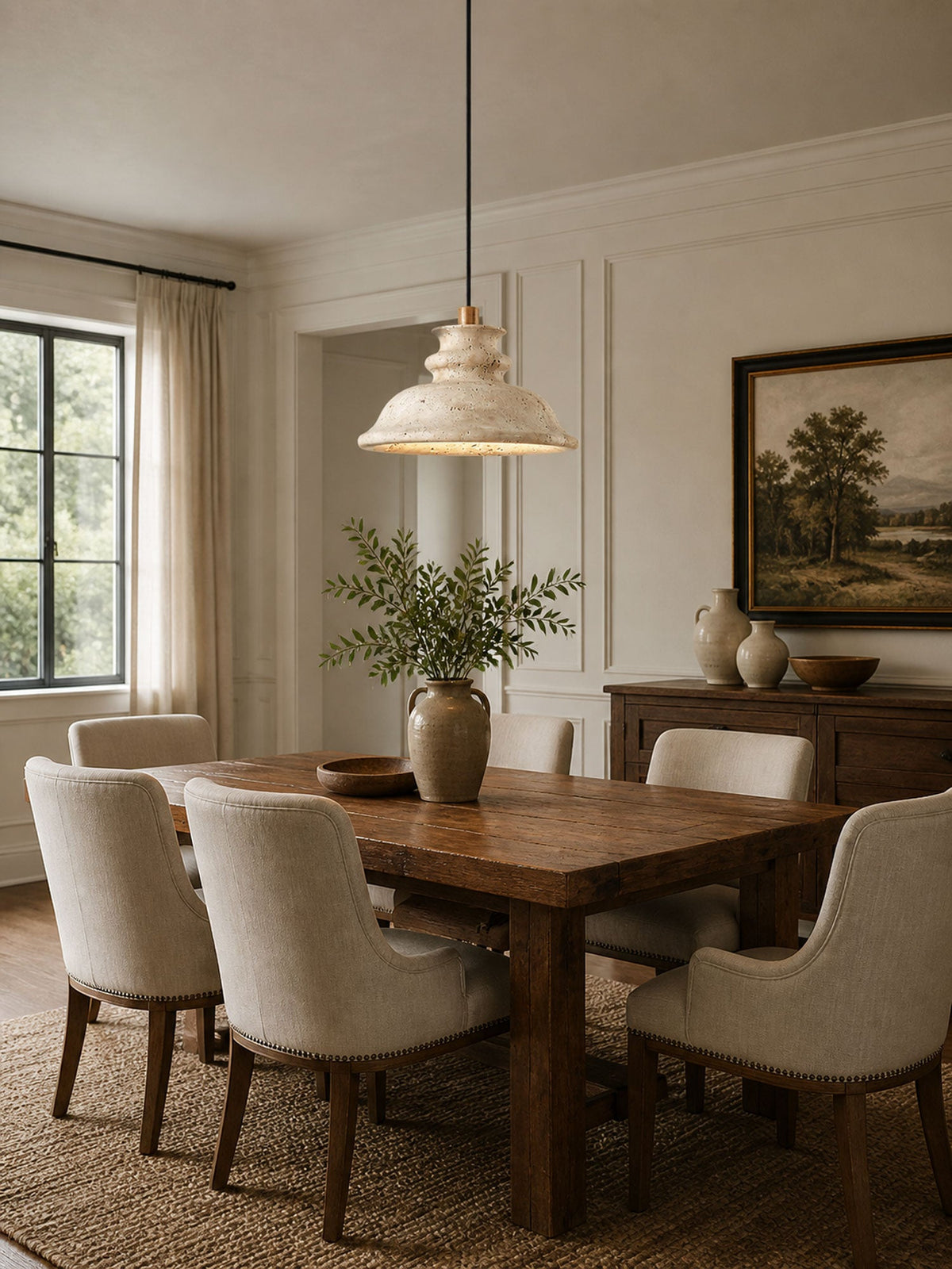 Noralin Travertine Pendant Light – Hand-Carved Natural Stone Lamp