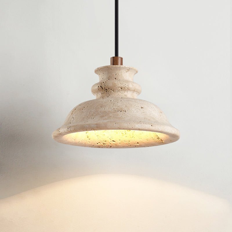Noralin Travertine Pendant Light – Hand-Carved Natural Stone Lamp