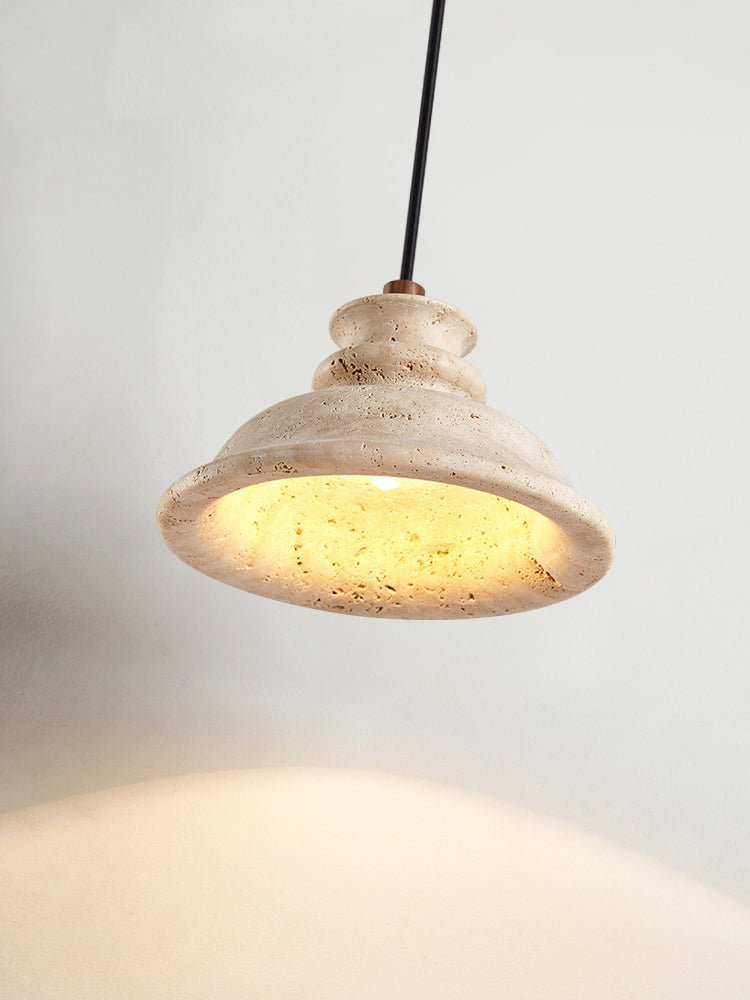 Noralin Travertine Pendant Light – Hand-Carved Natural Stone Lamp