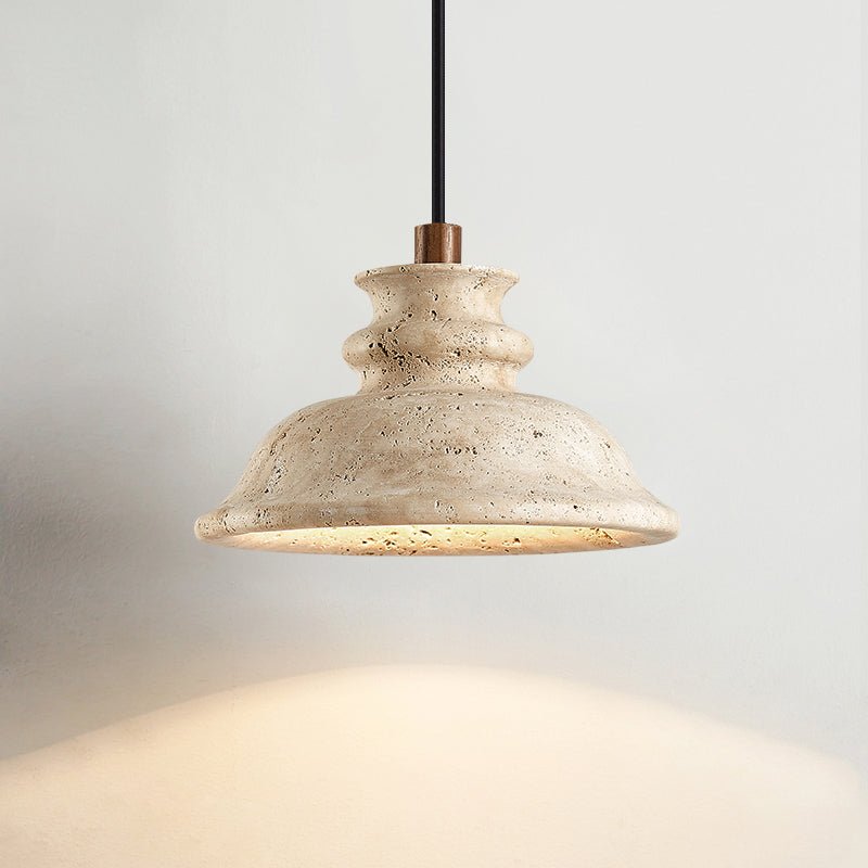 Noralin Travertine Pendant Light – Hand-Carved Natural Stone Lamp