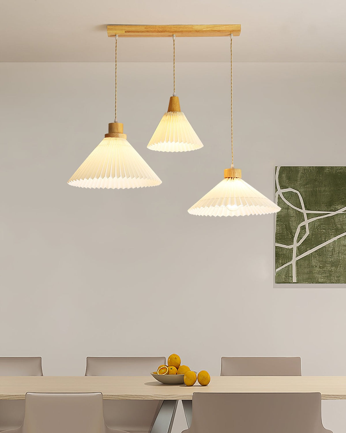 Nordic Minimalist Pleated Wood Pendant Light