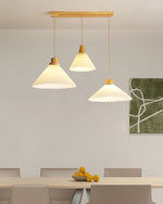 Nordic Minimalist Pleated Wood Pendant Light