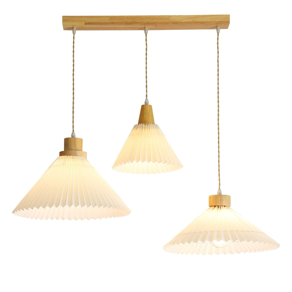 Nordic Minimalist Pleated Wood Pendant Light