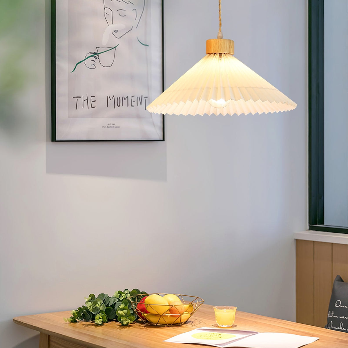 Nordic Minimalist Pleated Wood Pendant Light