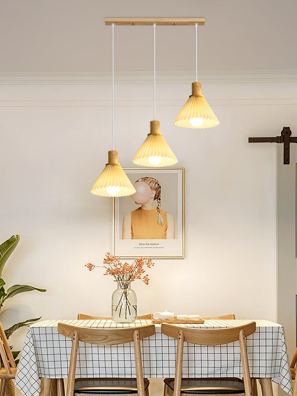 Nordic Minimalist Pleated Wood Pendant Light