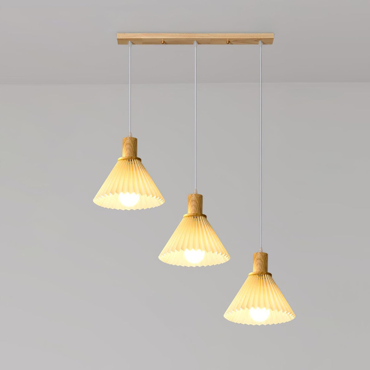 Nordic Minimalist Pleated Wood Pendant Light