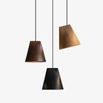 Nordic Tilted Wood Pendant Light – Asymmetric Natural Wood Shade