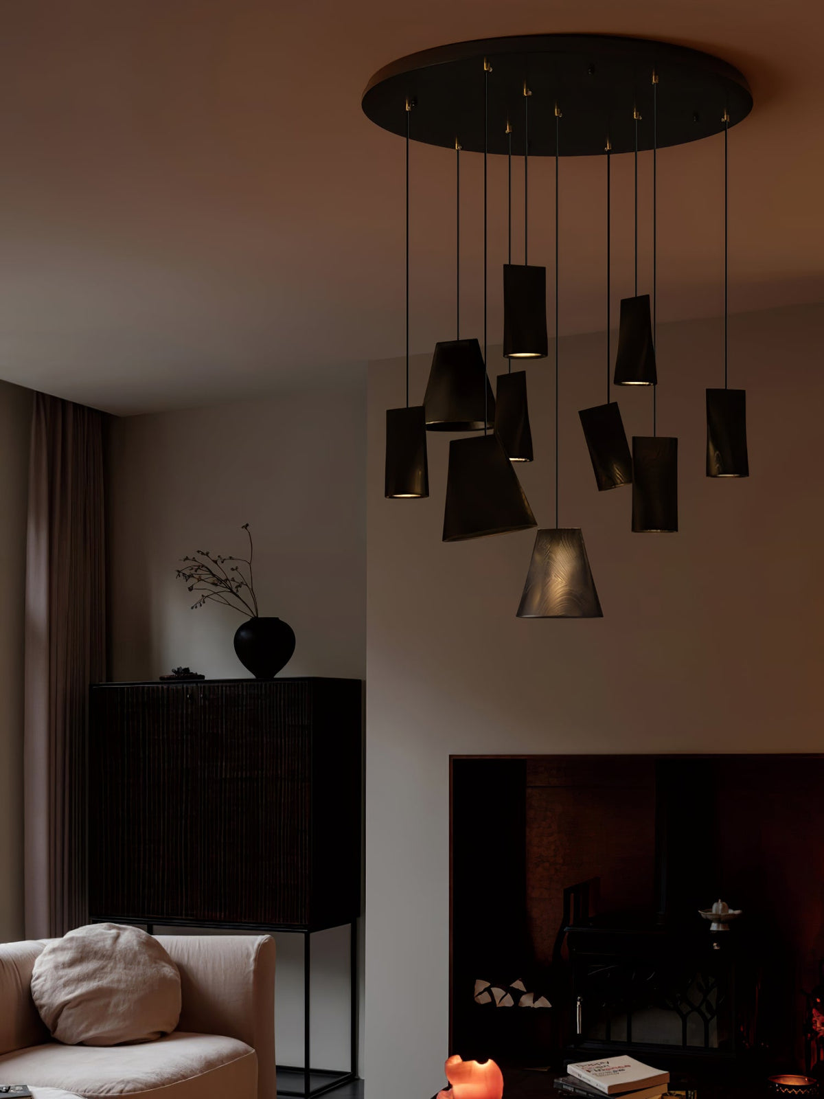 Nordic Tilted Wood Pendant Light – Asymmetric Natural Wood Shade