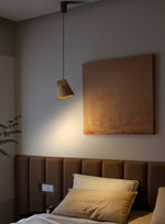 Nordic Tilted Wood Pendant Light – Asymmetric Natural Wood Shade
