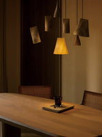 Nordic Tilted Wood Pendant Light – Asymmetric Natural Wood Shade