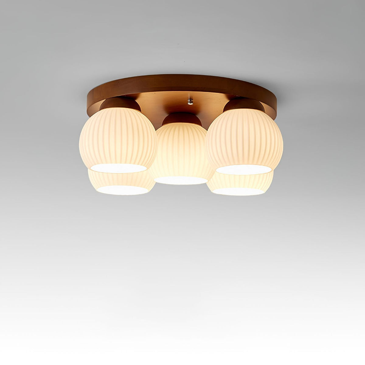 Nordic Wood Art Round Ceiling Lamp
