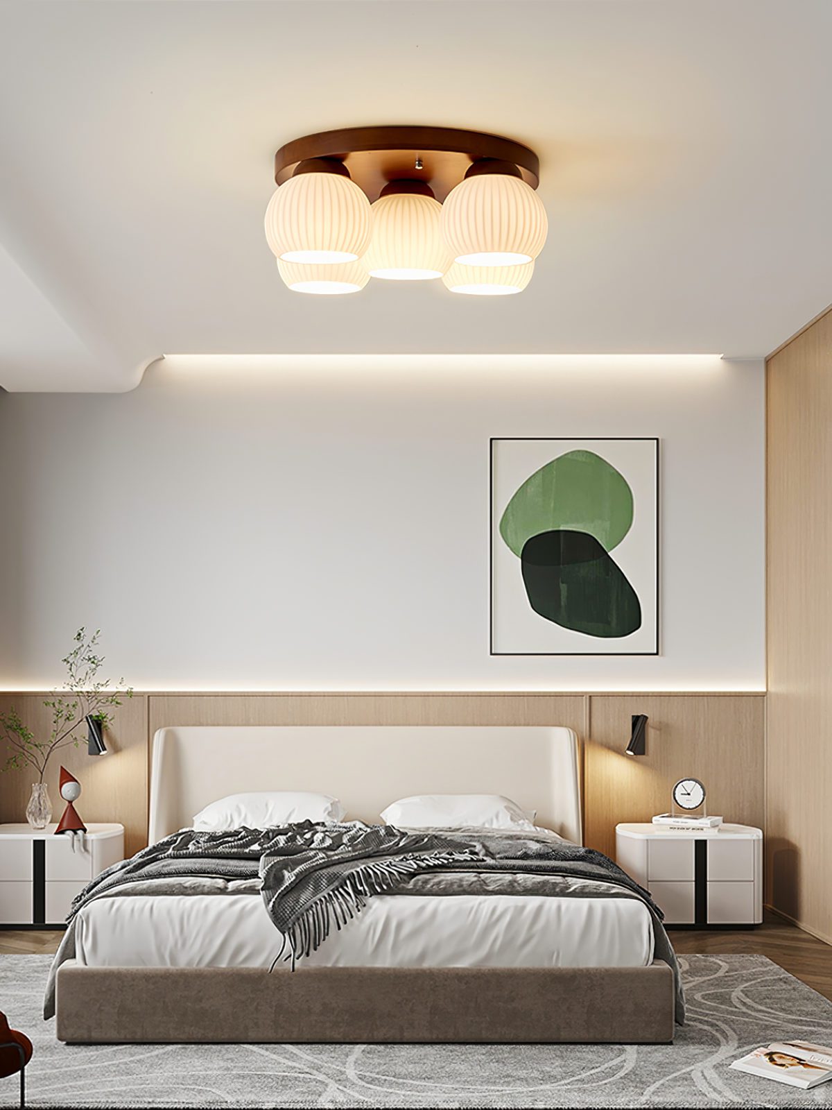 Nordic Wood Art Round Ceiling Lamp