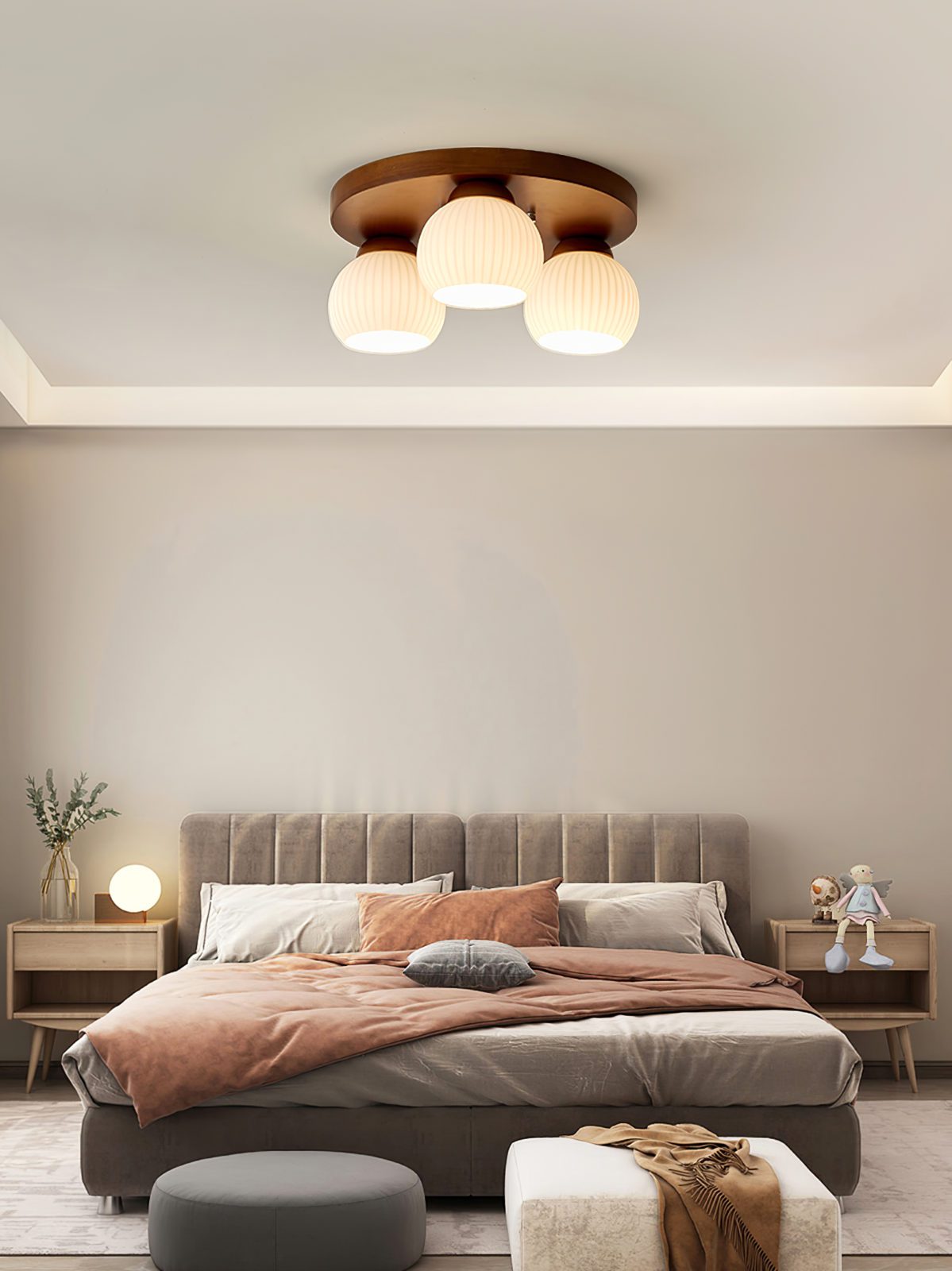 Nordic Wood Art Round Ceiling Lamp