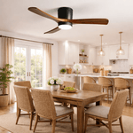 Nordic Wood Ceiling Fan with LED Light – Modern Flush Mount for Living Spaces