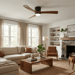 Nordic Wood Ceiling Fan with LED Light – Modern Flush Mount for Living Spaces