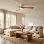 Nordic Wood Ceiling Fan with LED Light – Modern Flush Mount for Living Spaces