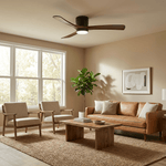 Nordic Wood Ceiling Fan with LED Light – Modern Flush Mount for Living Spaces