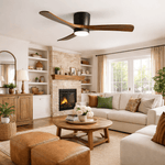 Nordic Wood Ceiling Fan with LED Light – Modern Flush Mount for Living Spaces