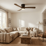 Nordic Wood Ceiling Fan with LED Light – Modern Flush Mount for Living Spaces