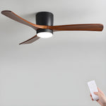 Nordic Wood Ceiling Fan with LED Light – Modern Flush Mount for Living Spaces