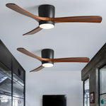 Nordic Wood Ceiling Fan with LED Light – Modern Flush Mount for Living Spaces