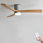 Nordic Wood Ceiling Fan with LED Light – Modern Flush Mount for Living Spaces