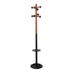 Scandinavian Solid Wood Coat Rack with Black Metal Accents