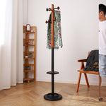 Scandinavian Solid Wood Coat Rack with Black Metal Accents