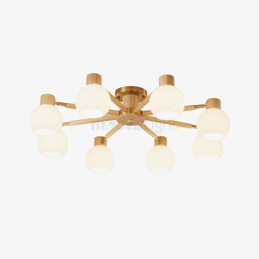 Nordic Wooden Spiral Ceiling Lamp