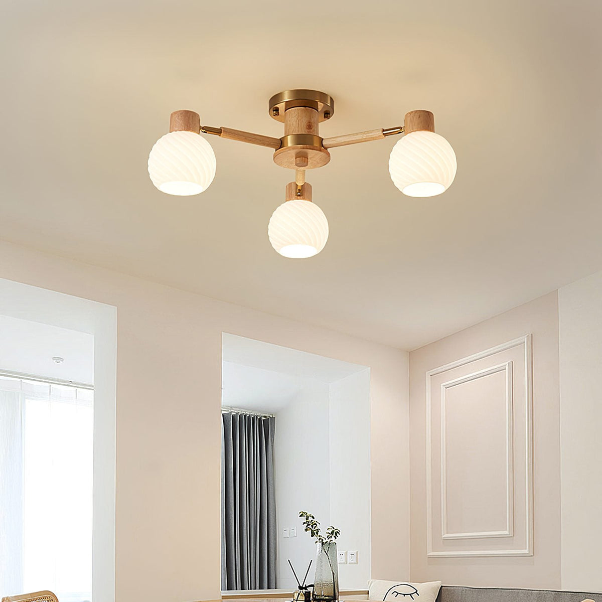 Nordic Wooden Spiral Ceiling Lamp