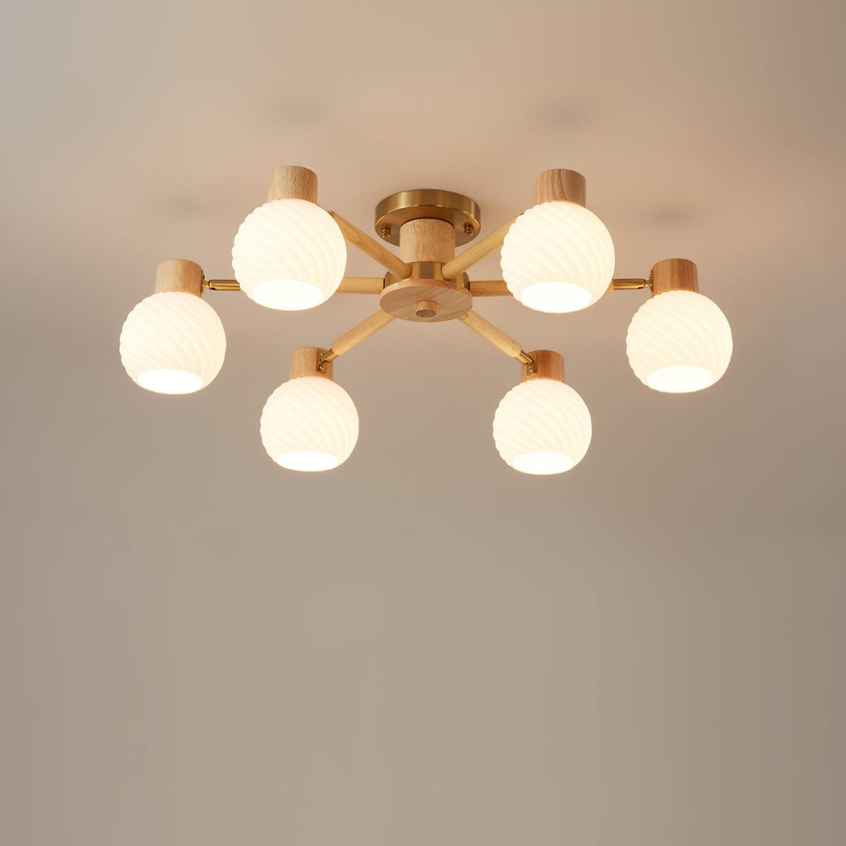 Nordic Wooden Spiral Ceiling Lamp