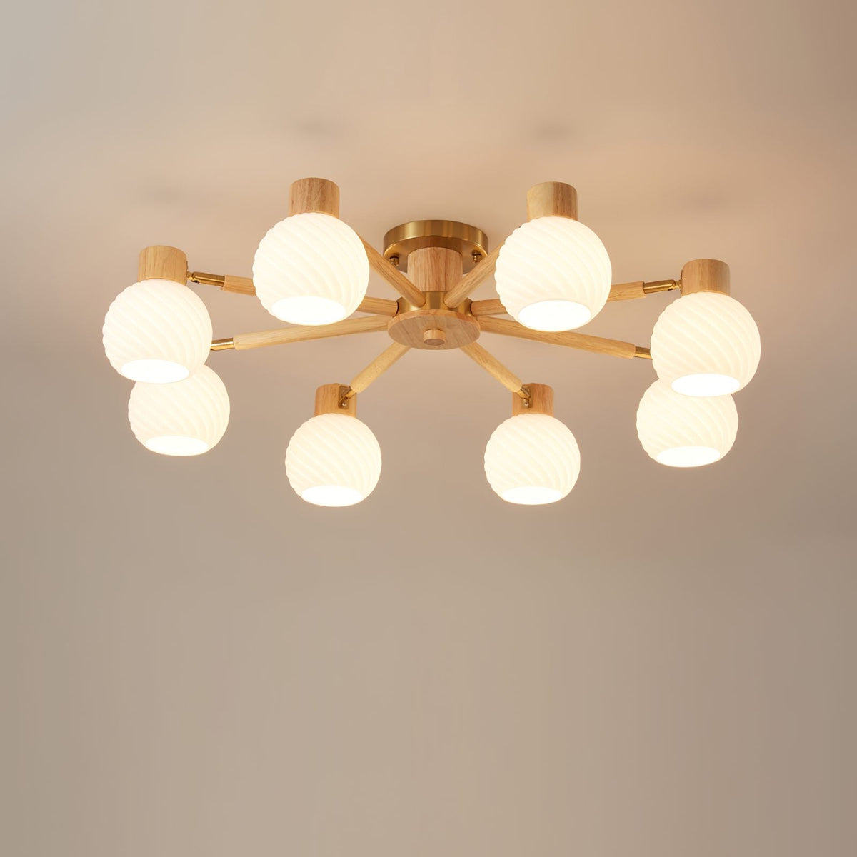 Nordic Wooden Spiral Ceiling Lamp
