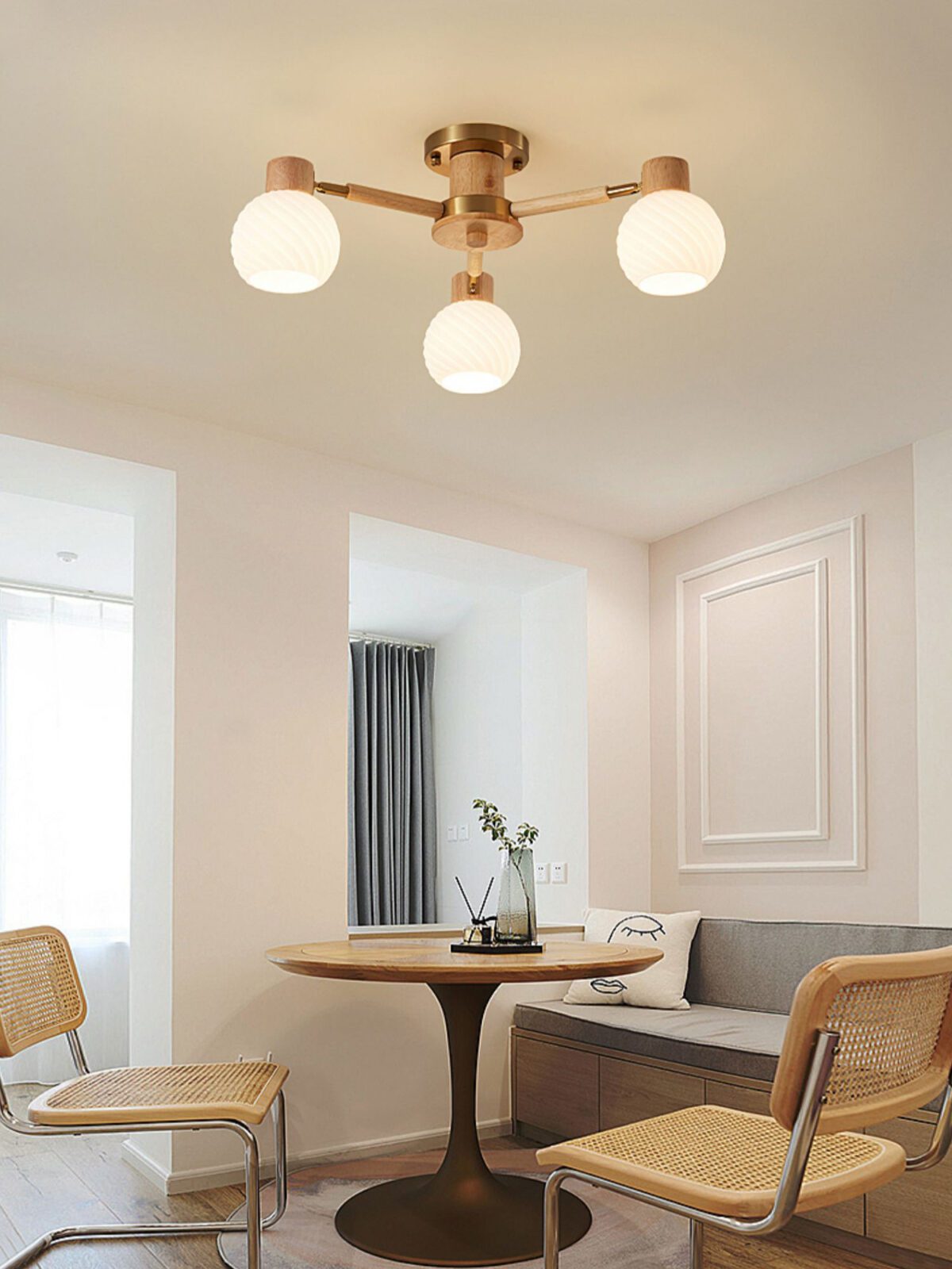 Nordic Wooden Spiral Ceiling Lamp