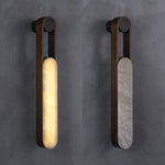 Norix Alabaster Frame Wall Sconce in Black Metal