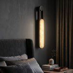 Norix Alabaster Frame Wall Sconce in Black Metal