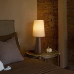Norvia Modern Wood Table Lamp with Fabric Shade for Bedroom and Living Room