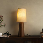 Norvia Modern Wood Table Lamp with Fabric Shade for Bedroom and Living Room