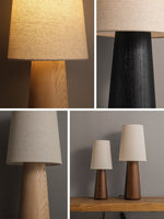 Norvia Modern Wood Table Lamp with Fabric Shade for Bedroom and Living Room