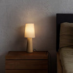 Norvia Modern Wood Table Lamp with Fabric Shade for Bedroom and Living Room