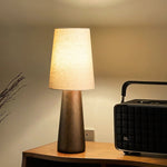 Norvia Modern Wood Table Lamp with Fabric Shade for Bedroom and Living Room