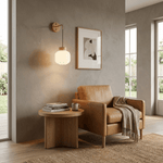 Norvyn Wood Drop Wall Sconce in Brass and Natural Wood
