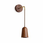 Norvyn Wood Drop Wall Sconce in Brass and Natural Wood