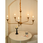 Elara Candle Chandelier – Modern Brass Candelabra Chandelier for Dining Room