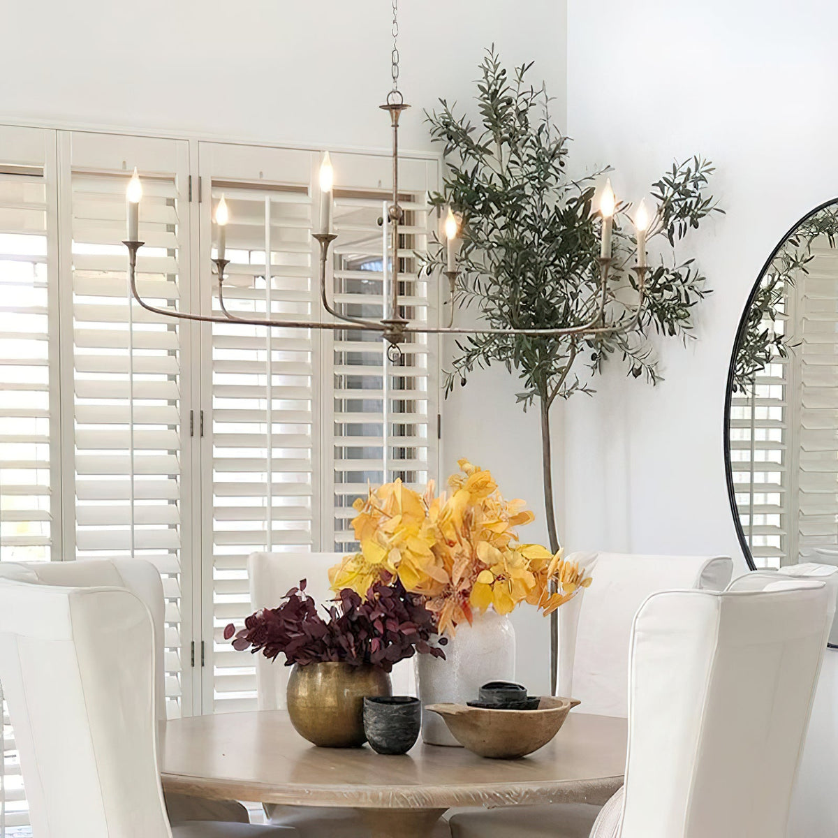 Elara Candle Chandelier – Modern Brass Candelabra Chandelier for Dining Room