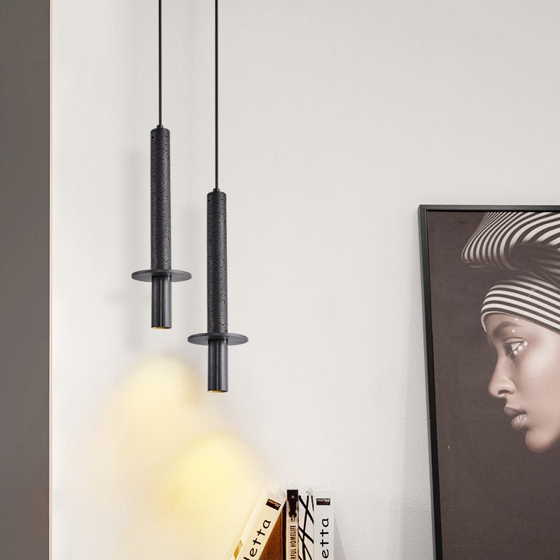 Nova Pendant Light in Black Travertine – Modern Minimalist Ceiling Lamp