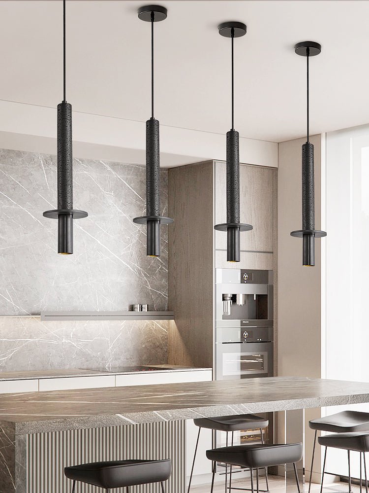 Nova Pendant Light in Black Travertine – Modern Minimalist Ceiling Lamp